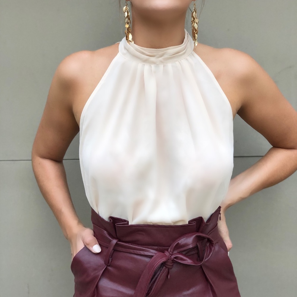 Women’s Cream Halter Bodysuit